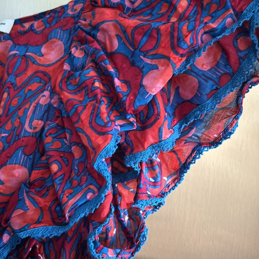 Marc New York Cotton Ruffle Flowy Blouse Size large - Picture 3 of 4